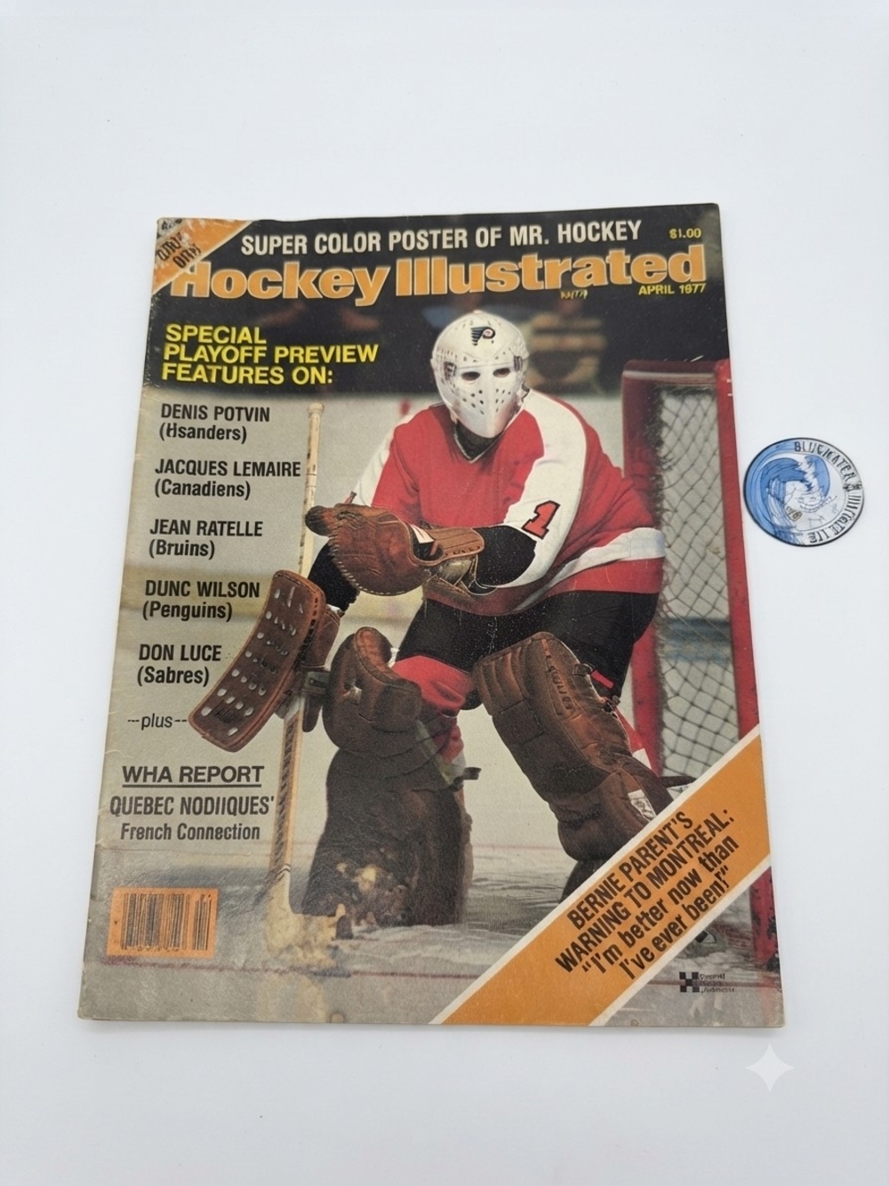 Vintage April 1977 Hockey Illustrated Magazine – Bernie Parent Cover